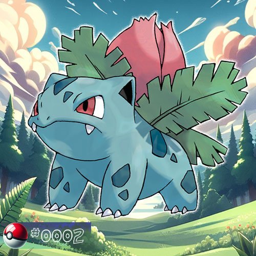 Ivysaur Pokémon among trees in a lush forest