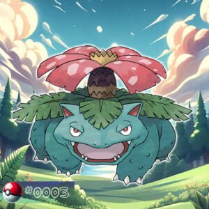 Pokémon Generation I 12 Venusaur Pokémon in a dense forest backdrop
