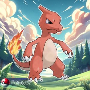 Pokémon Generation I 14 Charmeleon Pokémon standing in a forest clearing