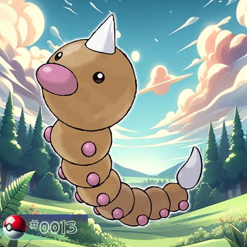 Weedle 1 Weedle Pokémon on a forest plant