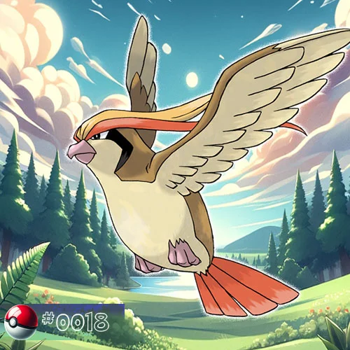 Majestic Pidgeot Pokémon soaring over the forest