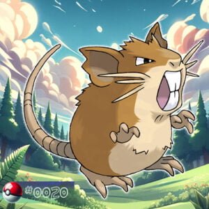 Pokémon Generation I 30 Raticate Pokémon standing alert in a forest