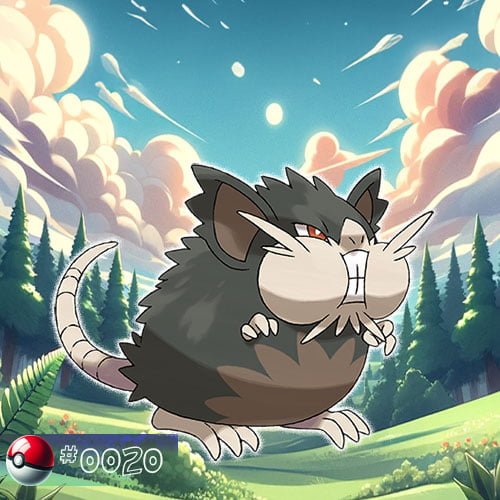 Raticate 2 Raticate Pokémon alolan form standing alert in a forest