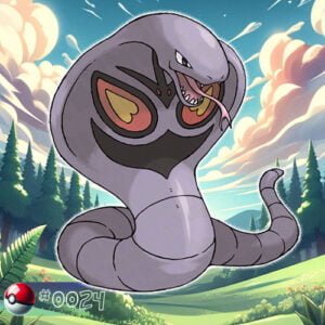 Pokémon Generation I 35 Arbok Pokémon coiled in a forest setting