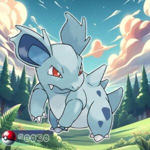 Pokémon Generation I 44 Nidorina Pokémon nestled in a forest nook