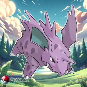 Pokémon Generation I 47 Nidorino Pokémon with forest greenery