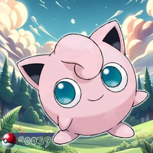 Pokémon Generation I 55 Jigglypuff Pokémon singing in a forest meadow
