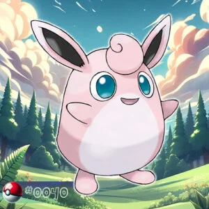 Wigglytuff Pokémon bouncing through a forest
