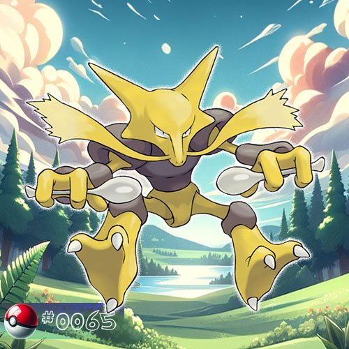 Alakazam 1 Alakazam Pokémon with two spoons in a forest of illusion