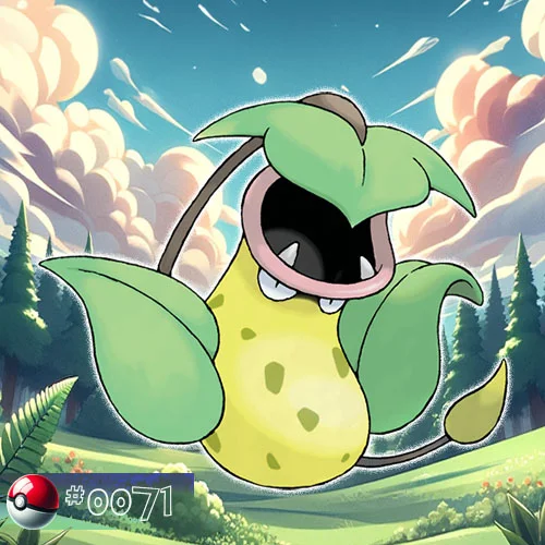 Victreebel Pokémon camouflaged in a carnivorous forest