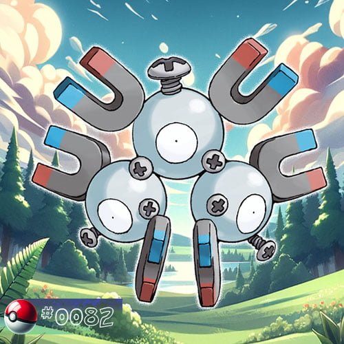 Magneton Pokémon trio hovering in a magnetic area of the forest