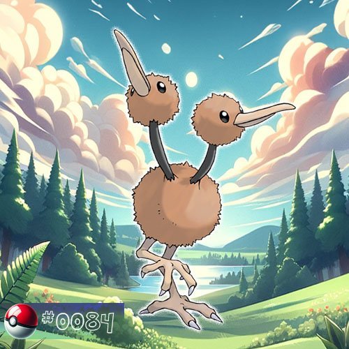 Doduo 1 Doduo Pokémon with two heads peering through forest foliage