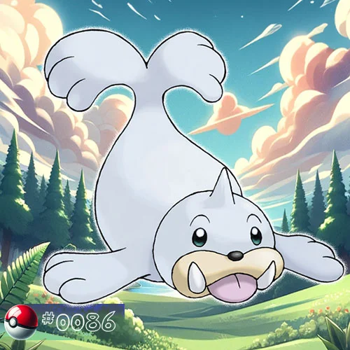Seel Pokémon clapping flippers near a forest ice pond