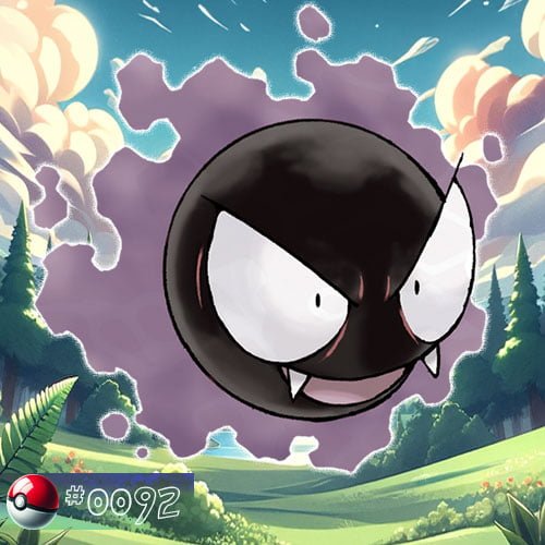 Gastly Pokémon haunting the misty shadows of the forest