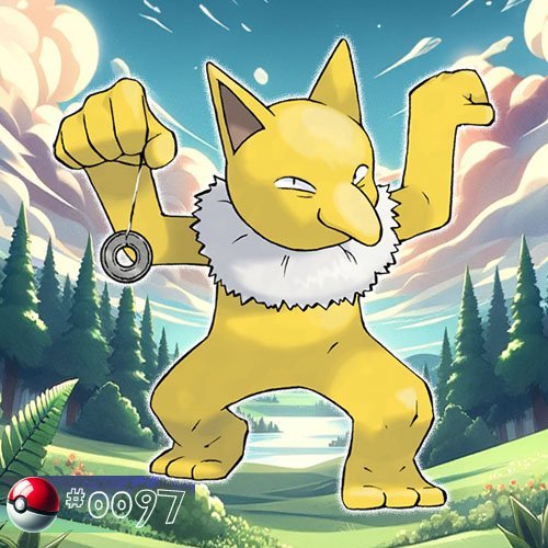 Hypno 1 Hypno Pokémon swinging a pendulum in the deep forest