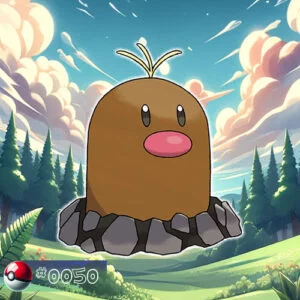 Alolan Form Diglett Pokémon burrowing through the forest soil