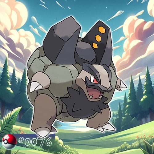 Golem 2 Alolan Form Golem Pokémon towering over the forest landscape