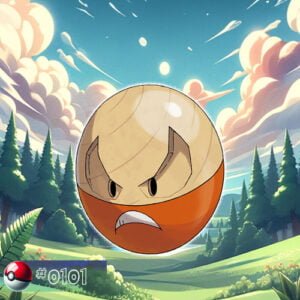 Pokémon Generation I 135 Hisuian Form Electrode Pokémon charged up amidst forest foliage