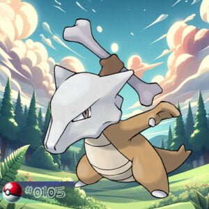 Pokémon Generation I 140 Marowak Pokémon standing proudly amidst the forest undergrowth