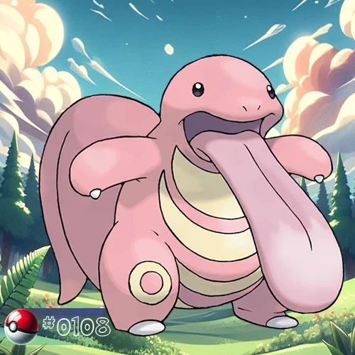 Lickitung Pokémon with its tongue out in a forest clearing