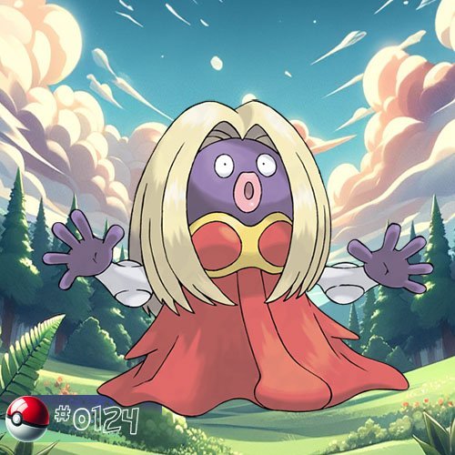 Jynx 10 Jynx Pokémon dancing amidst forest snowflakes