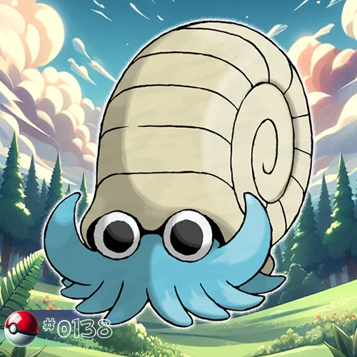 Omanyte Pokémon fossilized in a forest rock