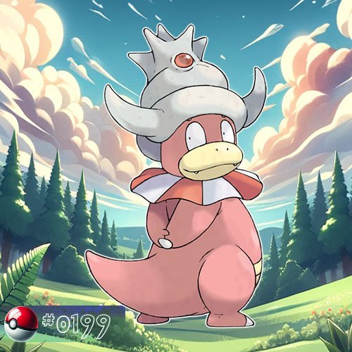 Slowbro 7 Slowking is a large, bipedal Pokémon with a red and white Shellder latched onto its head, forming a crown.