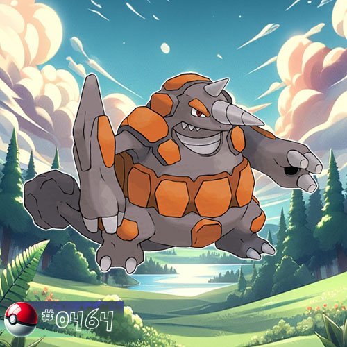 Rhydon 8 Rhyperior is a massive, rhinoceros-like Pokémon with a rocky, armored body and a horn drill.