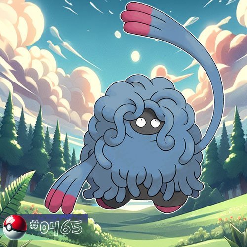 Tangrowth is a large, blue Pokémon covered in thick, vine-like tentacles with two large arms.