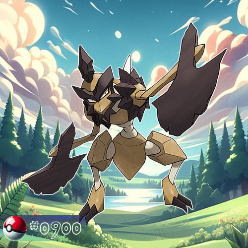 Scyther 6 Kleavor is a large, insect-like Pokémon with sharp, axe-like forearms and a rocky, armored body.