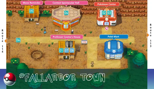 Fallarbor Town, a rural settlement located in the northeastern part of the Hoenn region.