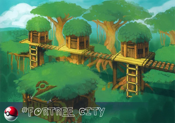 Fortree City, a unique settlement located in the northwestern part of the Hoenn region.