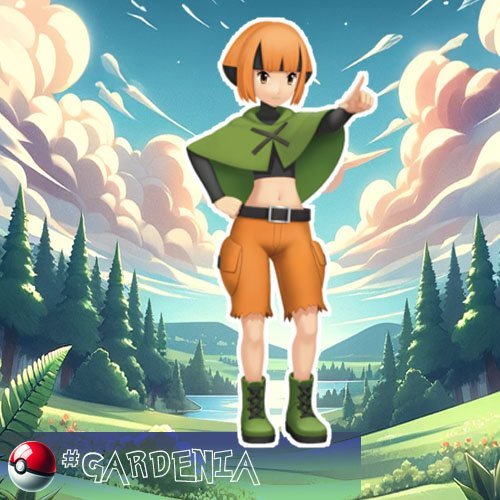 Sinnoh region 17 Gardenia - a Gym Leader of Eterna City Gym specialized in Grass-type Pokémon.