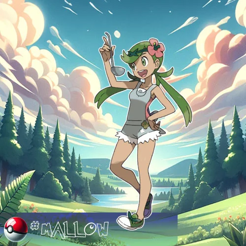 Alola region 17 Mallow - the Trial Captain of Akala Island's Lush Jungle interested in Grass-type Pokémon.
