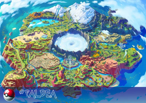 Paldea region 1 Paldea region in Pokémon world.