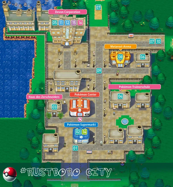 Rustboro City, a metropolis situated in the central part of the Hoenn region.