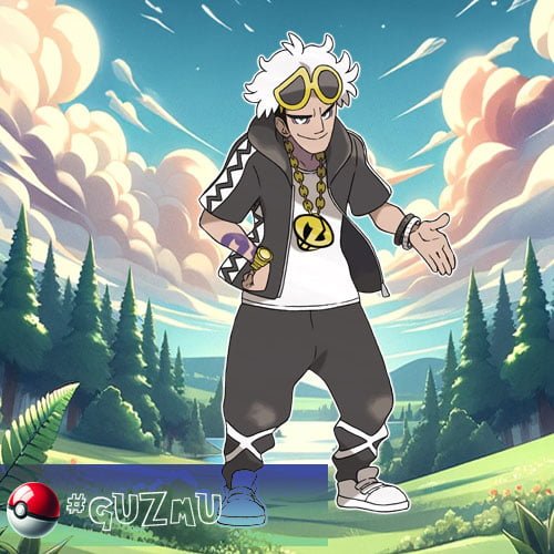 Pokémon Trainers 85 Guzma - the leader of Team Skull and Bug-type Pokémon Trainer.