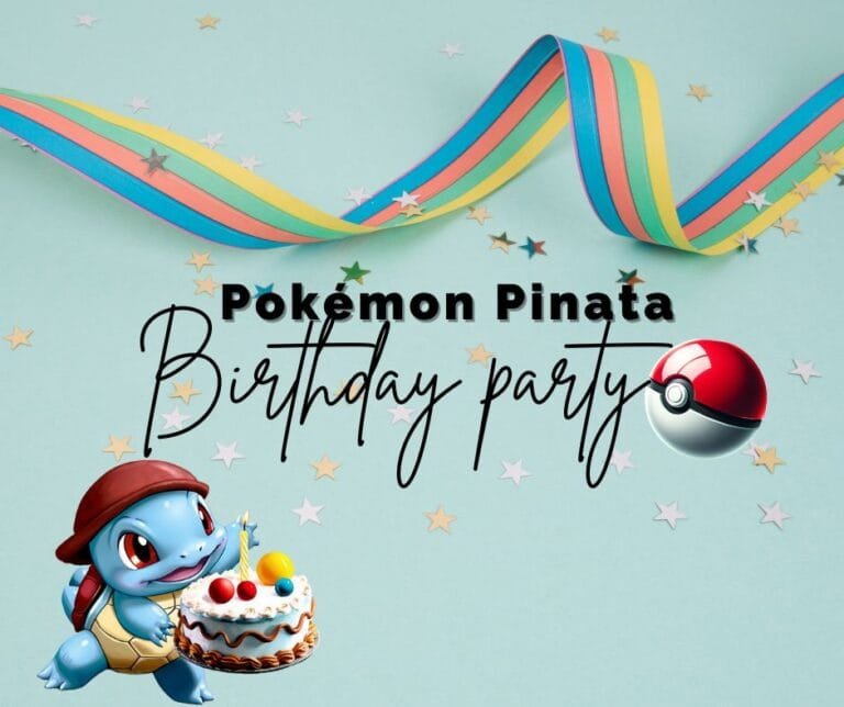 Invitation for Pokémon-themed birthday party with Pokémon pinatas