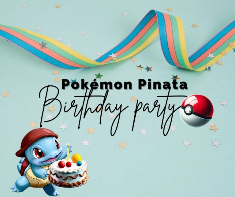 Invitation for Pokémon-themed birthday party with Pokémon pinatas